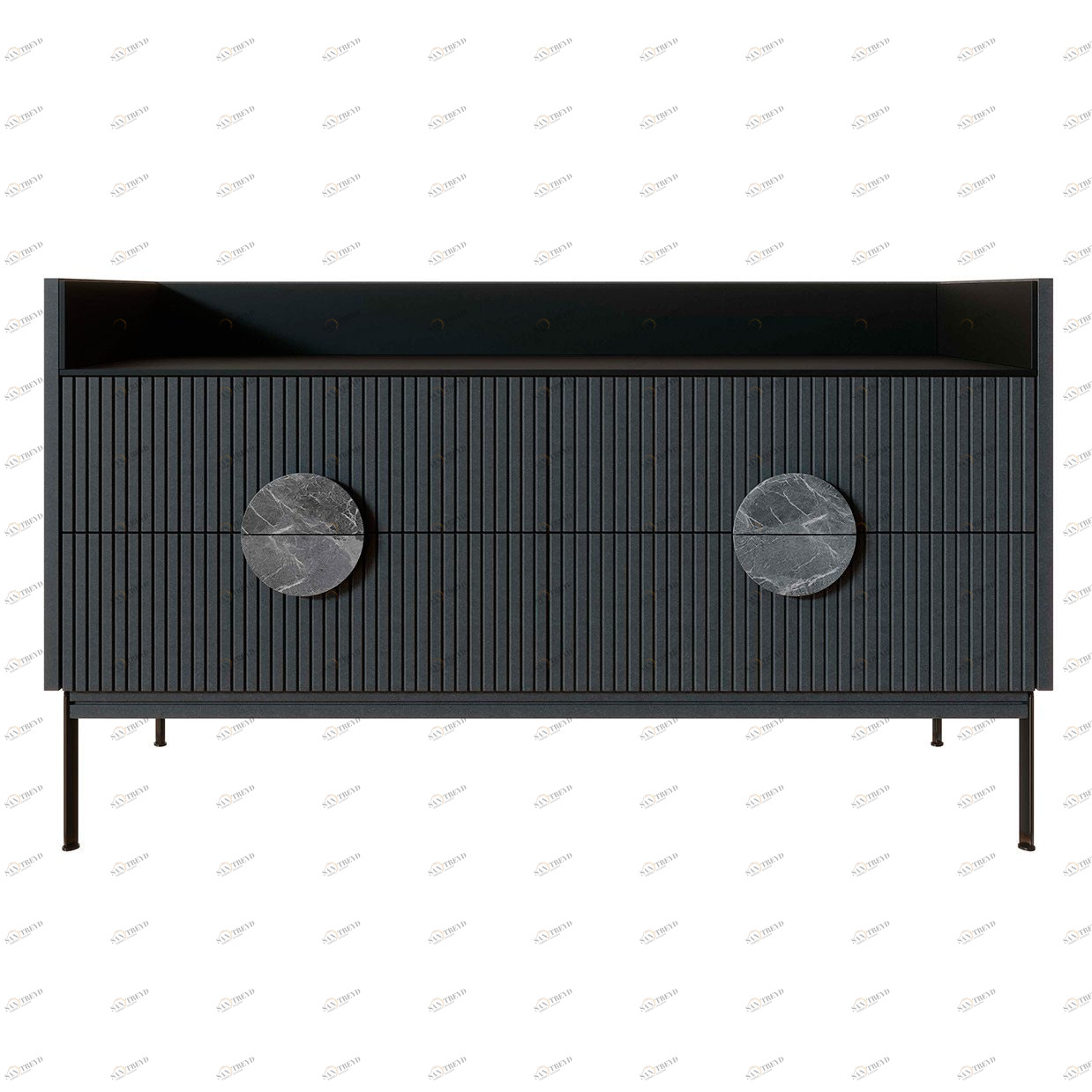 Комод низкий с металлическими ножками серый Alto Black BRAGIN DESIGN ДИЗАЙНЕРСКИЕ, LIVING 00-3862446 Серый;черный 
