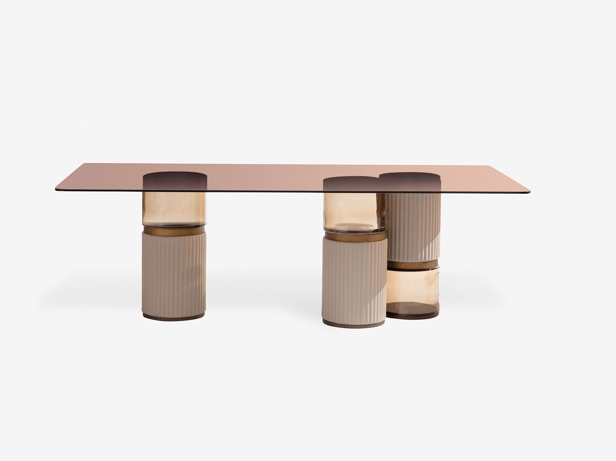 Прямоугольный стеклянный стол с кожаными основаниями Carpanese Home Identity ARCH-00106424