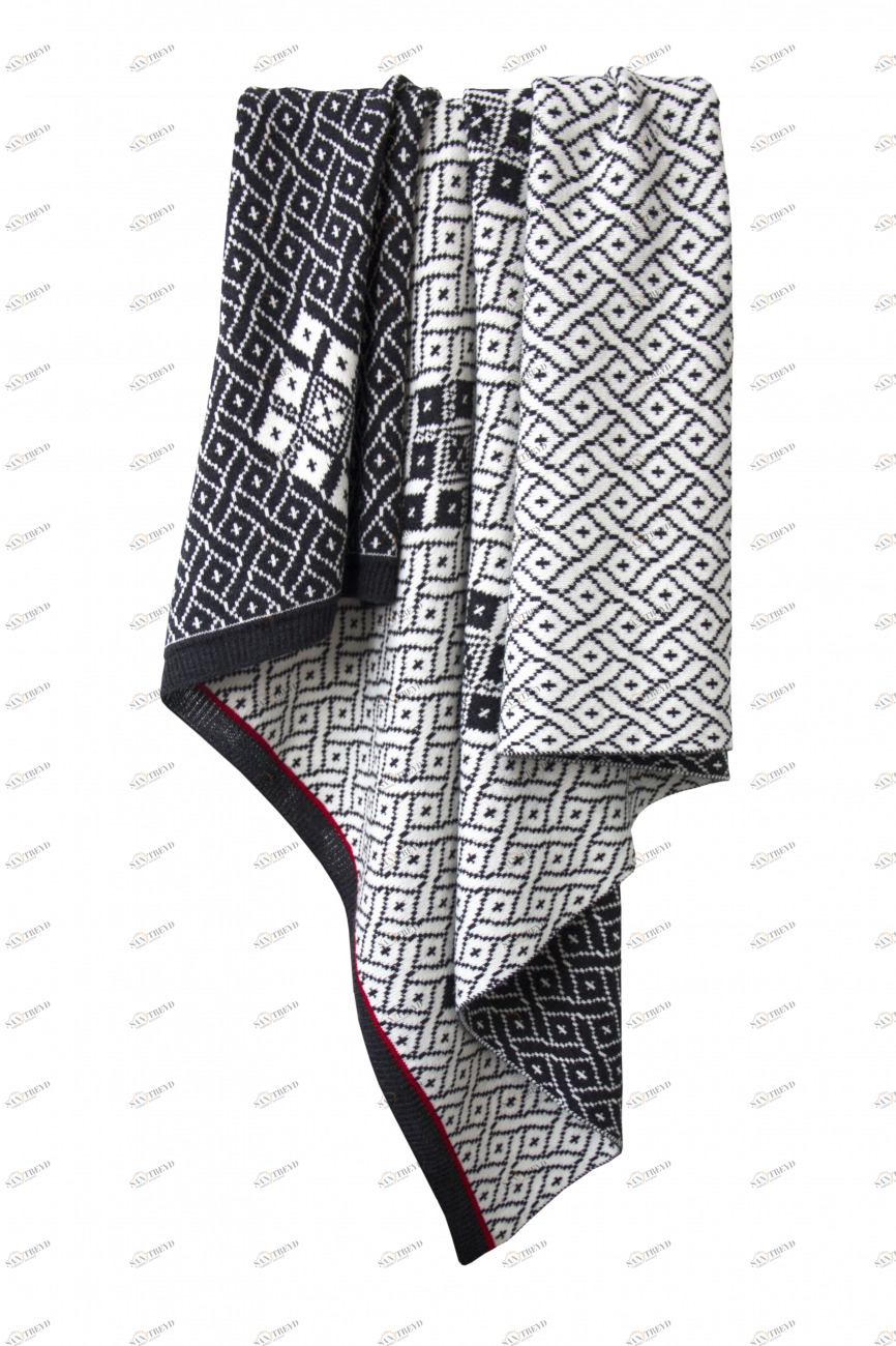 Плед Fred с бело-черным орнаментом APERO ДИЗАЙНЕРСКИЕ, НОВЫЙ ГОД 030109 Черно-белый 