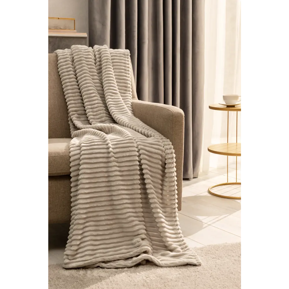 Плед Strips 150x200 см велсофт цвет серый Santreyd STLM-2043254 - Вид №4