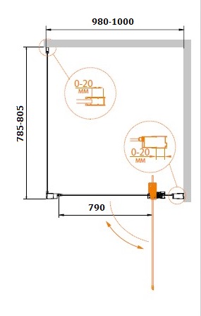 Душевой уголок CEZARES RELAX-AHA-1-100/80-C-Bi - Вид №2