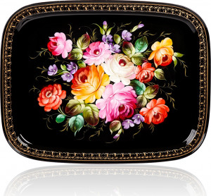 10618050 Жостовская фабрика декоративной росписи Поднос 45х36см НХПР "Изобилие" Сталь