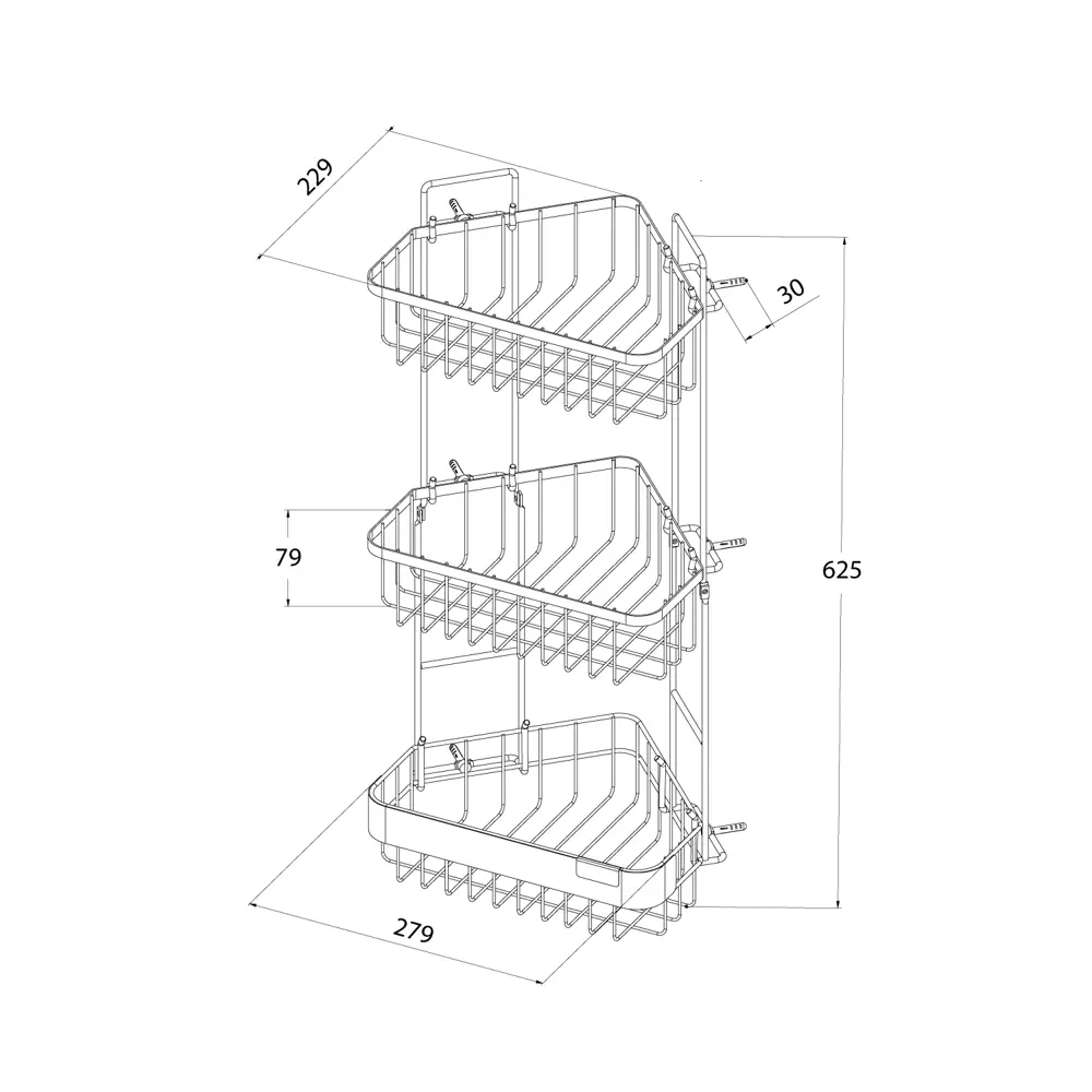 Полка для душа Iddis Soul LM003WC3Bi44 угловая 3 яруса цвет черный STLM-2172895 - Вид №4