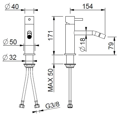 Смеситель для биде из нержавеющей стали BEAMTECH Level ARCH-00056095 - Вид №1