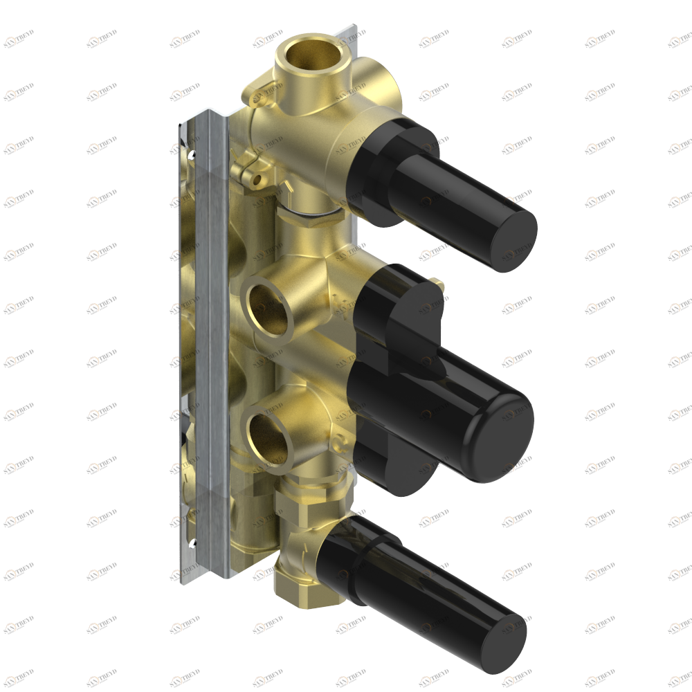 D5A-1410A Скрытая часть термостатического смесителя с запорным вентилем и 2-ходовым дивертором — без накладной гарнитуры Thg-paris Andy Без отделки 