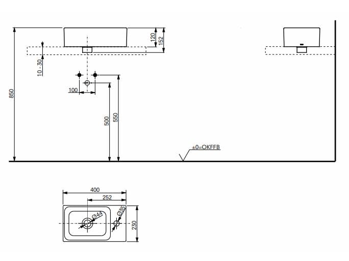 Керамическая прямоугольная столешница для мытья рук TOTO CS ARCH-00044549 - Вид №2