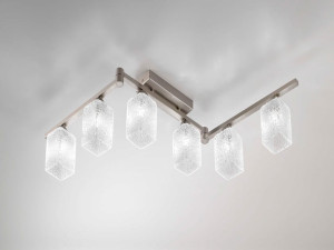 Регулируемая потолочная лампа из латуни и стекла