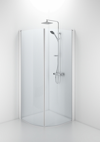 58800080 Гнутая дверь IFO Space SBVK, белые лакированные профили, прозрачное стекло с профилем ручки, SBVK 800 - Вид №2