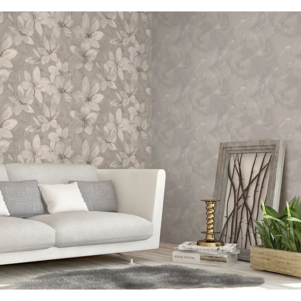 Обои флизелиновые Victoria Stenova Lola коричневые с цветочным рисунком в стиле кантри 89423655 STLM-1578994 - Вид №5