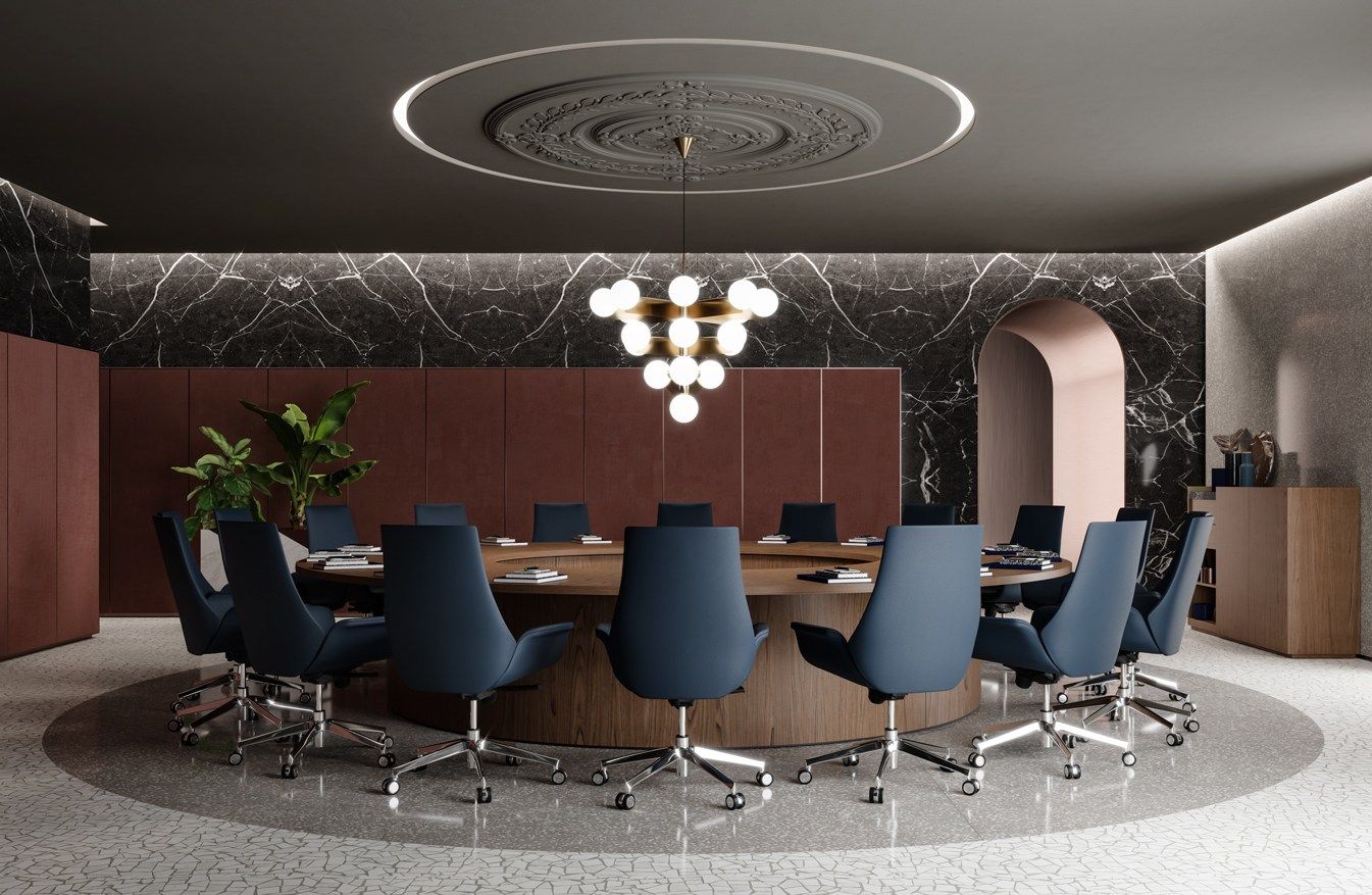 Круглый деревянный стол для совещаний с системой люверсов PROF Bespoke ARCH-00030455 - Вид №1