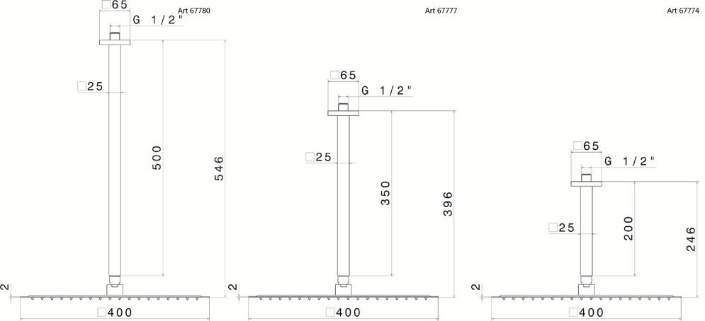 newform Потолочная лейка душа с кронштейном Head showers 67774 - Вид №1