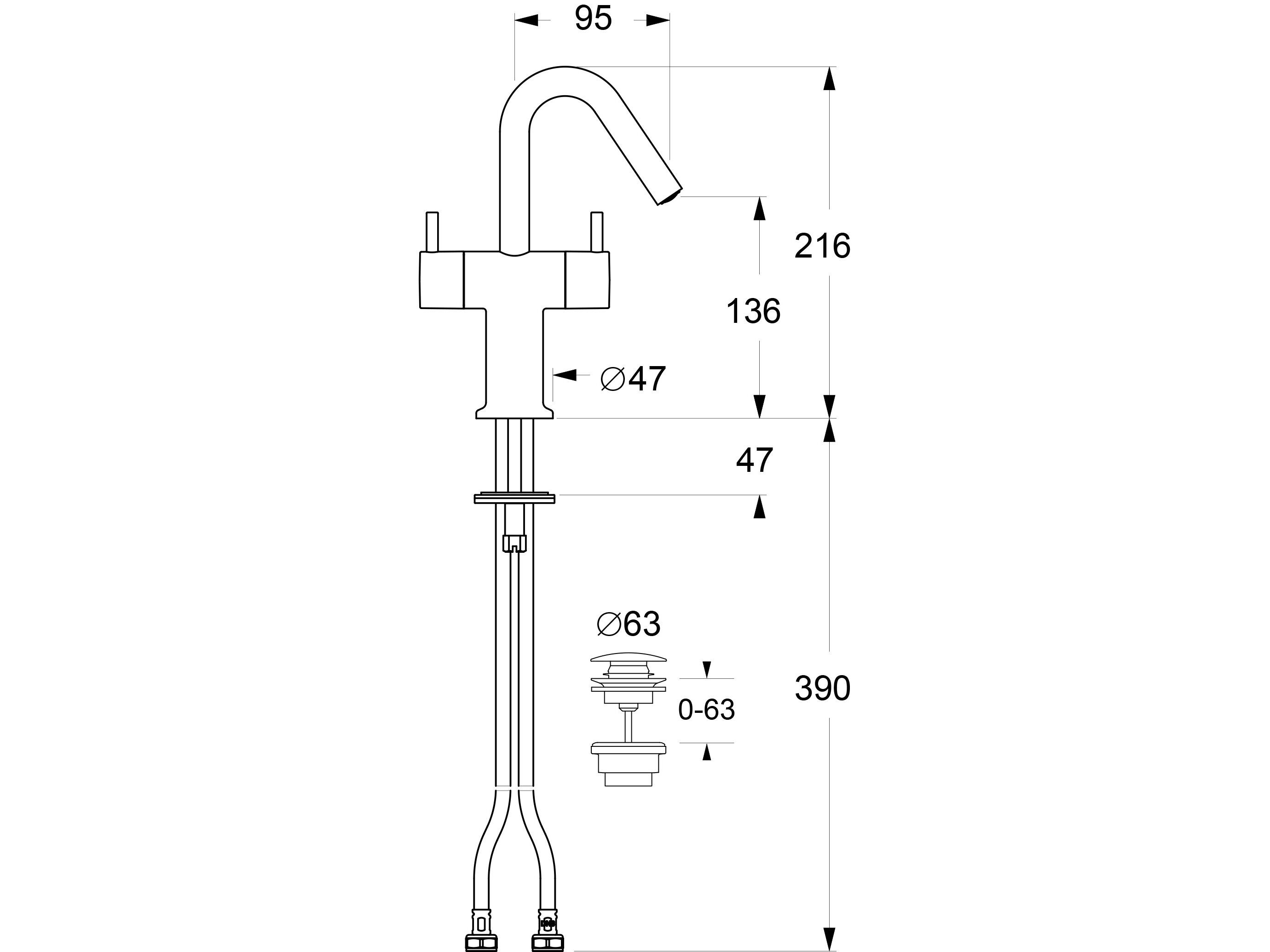 Смеситель для раковины из латуни с регулируемым горлышком GUGLIELMI RUBINETTERIE Sprint ARCH-00023572 - Вид №2