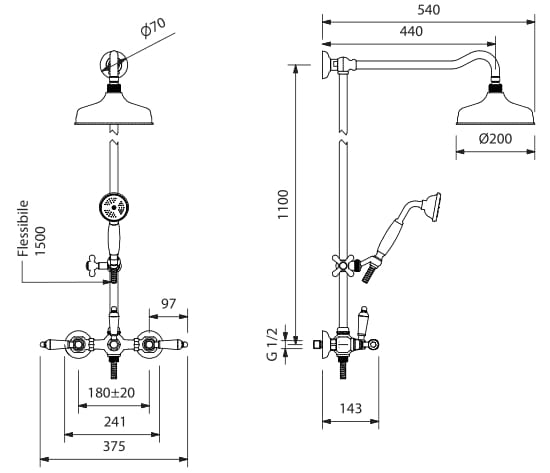 Настенная душевая колонна с ручным душем Park Avenue Caruso ARCH-00113909 - Вид №2