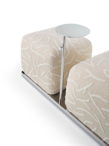 Кожаный квадратный пуф с журнальным столиком