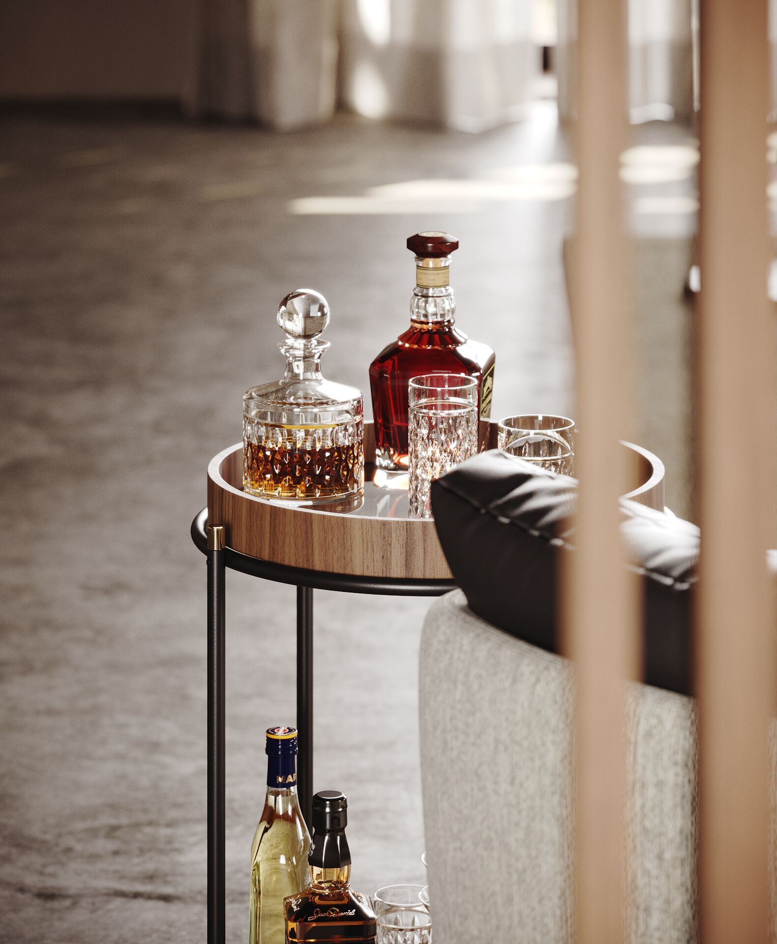 Деревянная и металлическая барная тележка Laskasas Crest ARCH-00131083 - Вид №4