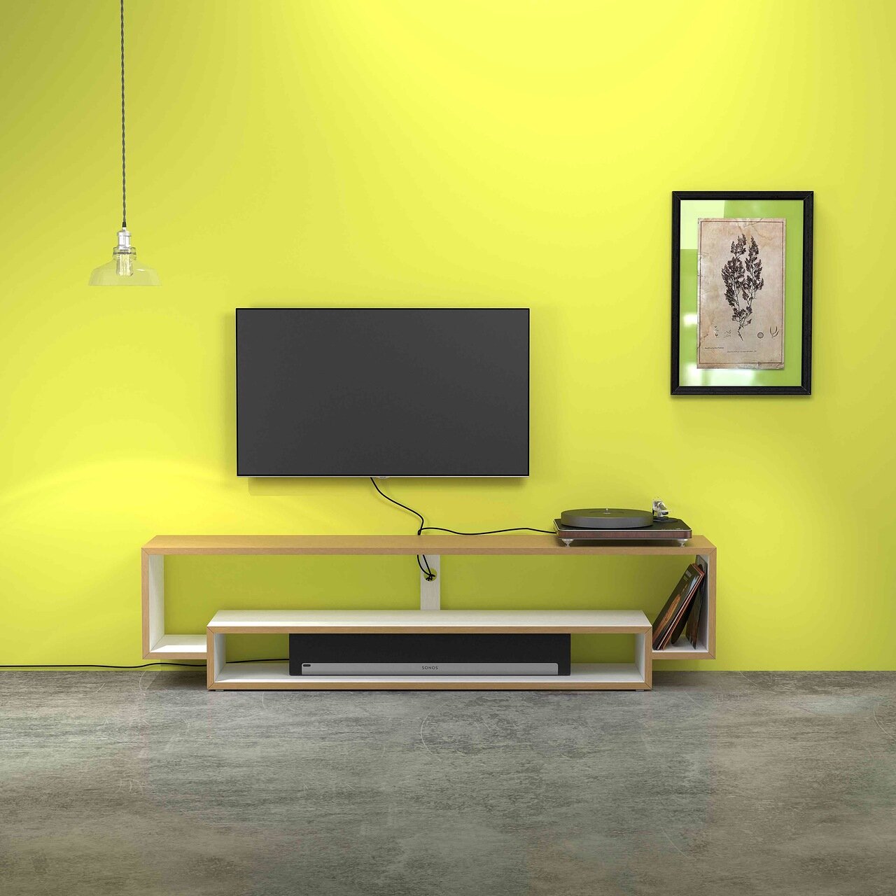 Тумба под телевизор длинная белая 180 см Tube-3 BRAGIN DESIGN  256500 Бежевый;белый  - Вид №1