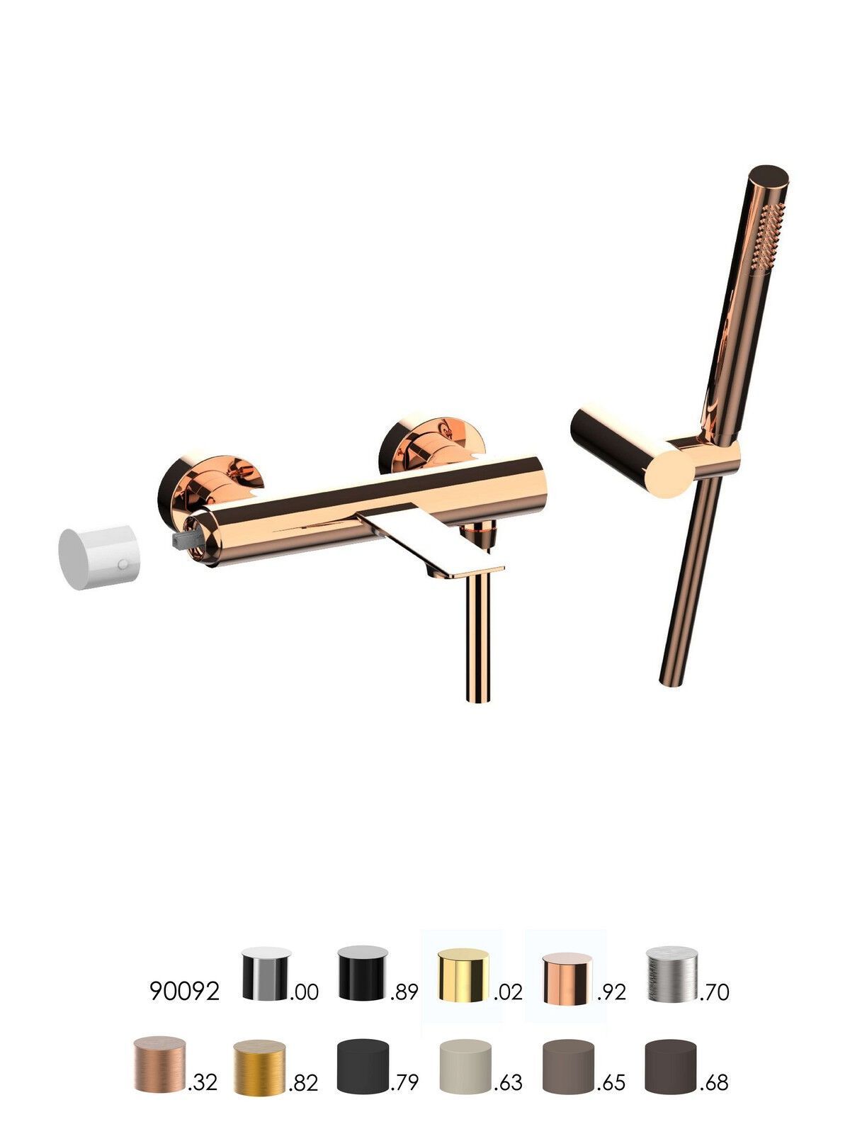 Настенный смеситель для ванны с ручным душем Rubinetterie Frattini Narciso S ARCH-00102282 - Вид №7