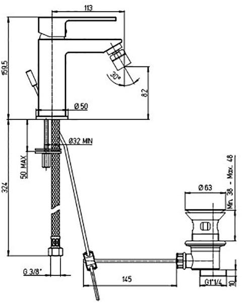 Paini Dax 84CR306RSKM смеситель для биде  - Вид №1