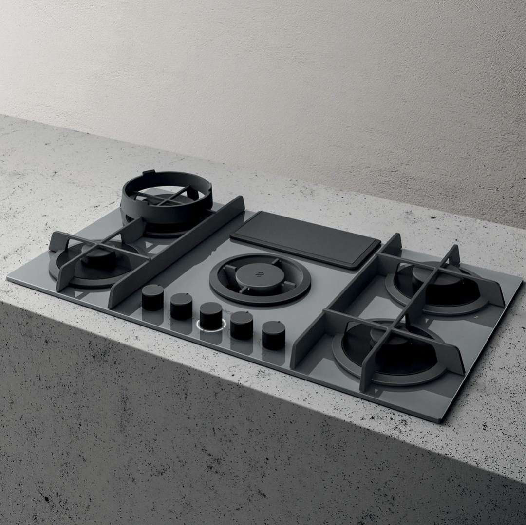 NIKOLATESLA FLAME GR/F/88-PRF0147743A Газовая варочные панели / газ, с вытяжкой, 900 м3/ч, серая Elica 