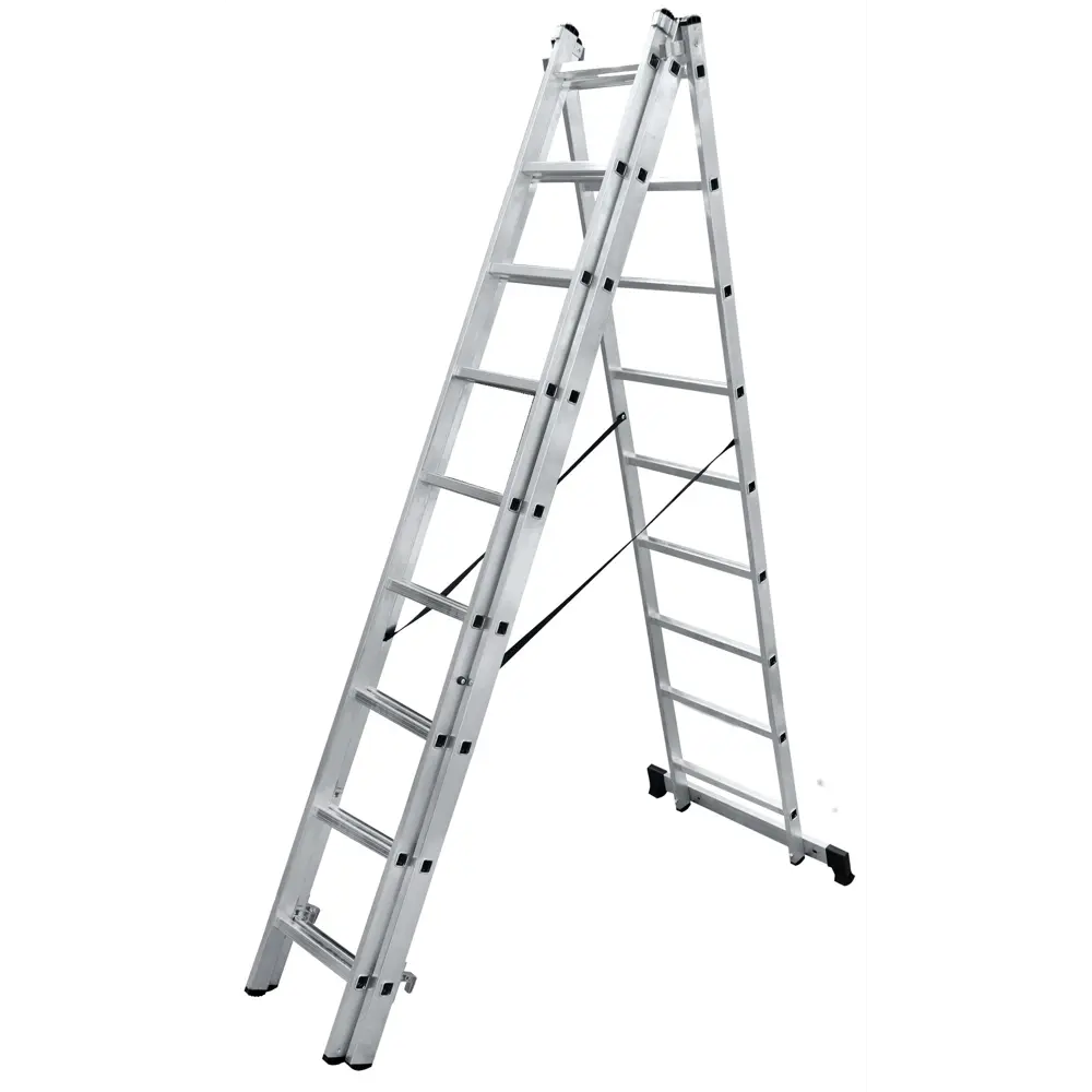 Лестница раскладная выдвижная 3-секционная Standers до 5.53 м 9 ступеней STLM-2203708