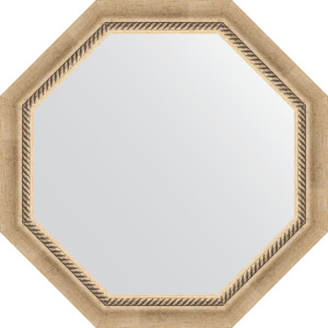 BY 7315 Зеркало в багетной раме - состаренное серебро с плетением 70 mm EVOFORM Octagon