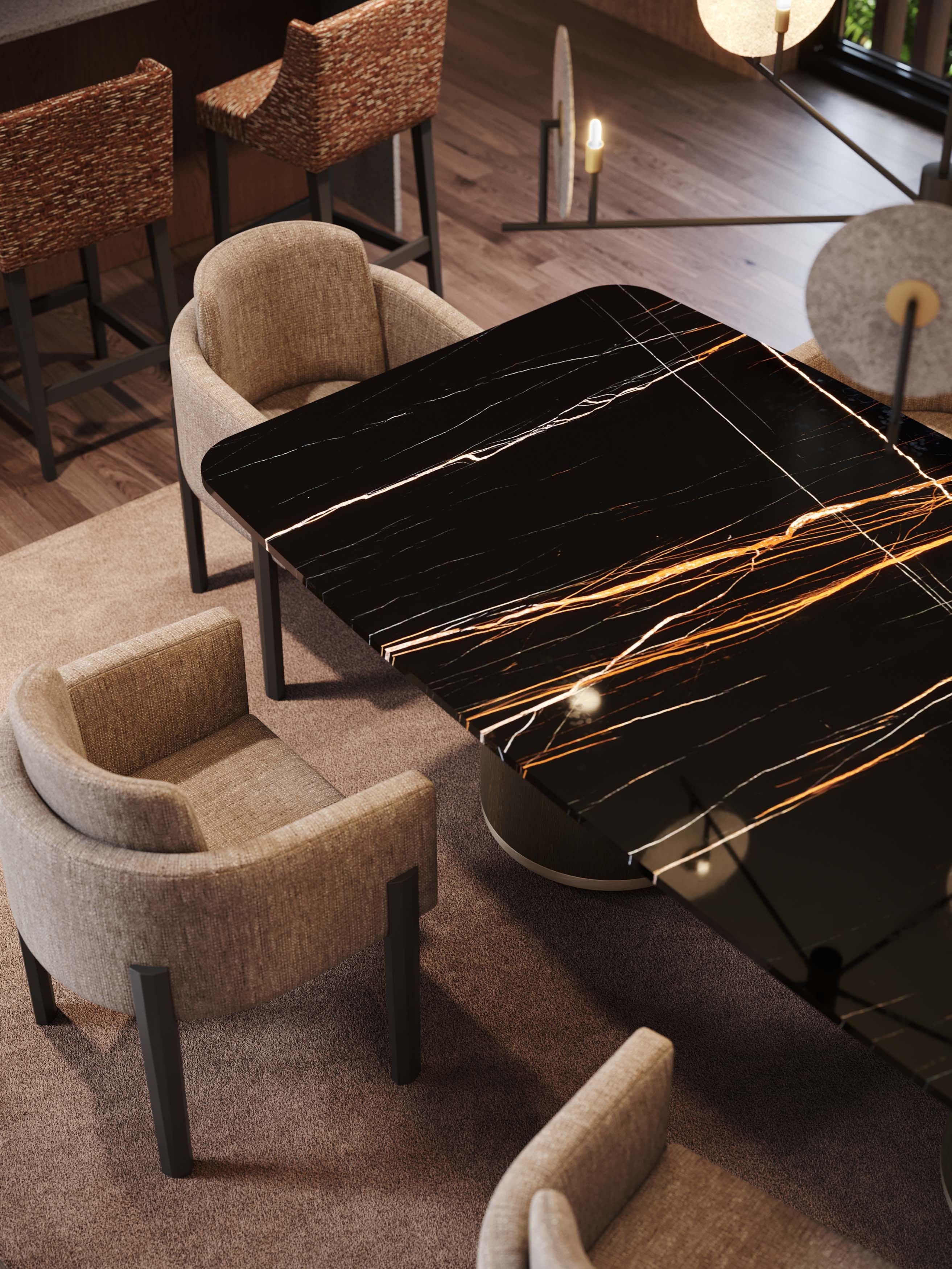 Прямоугольный обеденный стол из латуни и дерева Stylish Club His &amp ARCH-00014525 - Вид №3