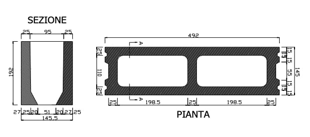 Однокамерный бетонный вибро-сжатый блок для кладки Gallotta Монокамера ARCH-00020241 - Вид №1