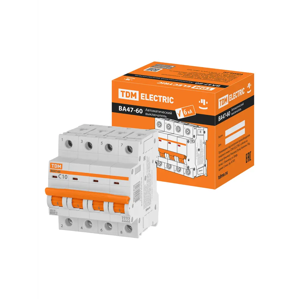 Автоматический выключатель TDM Electric ВА47-60 4Р C10 A 6 кА STLM-2150144 - Вид №5