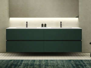 Двойной шкаф для умывальника с ящиками со встроенной раковиной