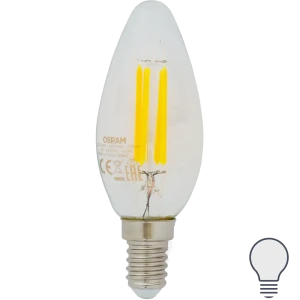 Лампа светодиодная Osram E14 220 В 5 Вт свеча 660 лм холодный белый свет 82057139 STLM-2007756
