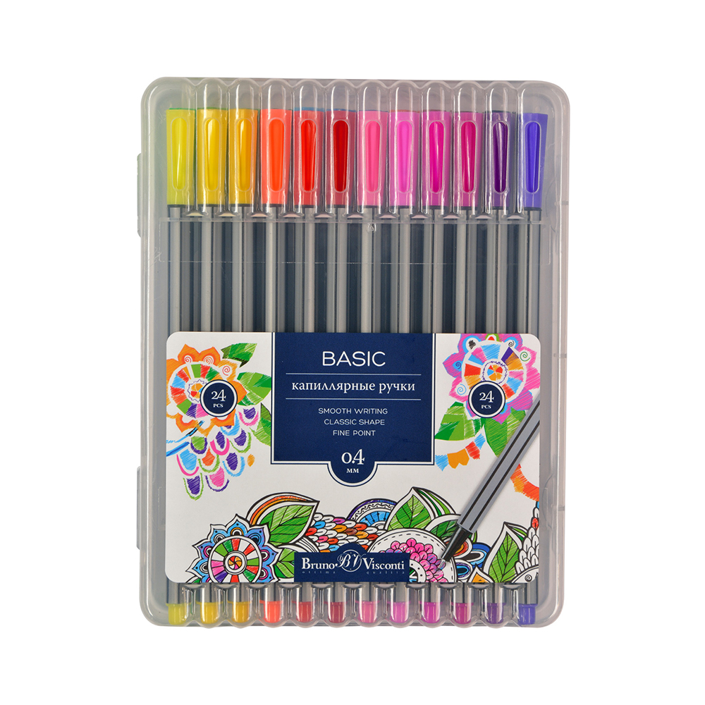 36-0013 Набор капиллярных ручек 0.4 мм 24 цв. Bruno Visconti 