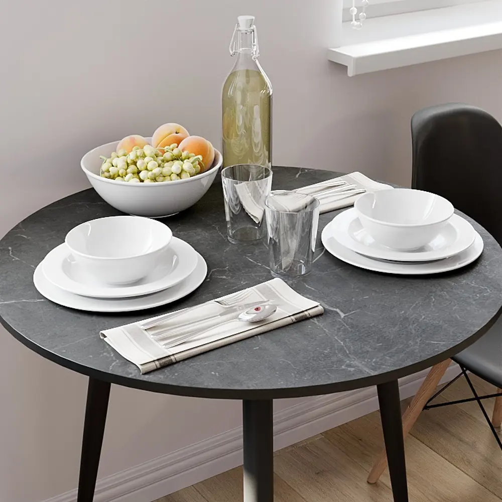 Стол кухонный 75x75 см круглый МДФ цвет черный Santreyd Черный мрамор STLM-2065012 - Вид №1