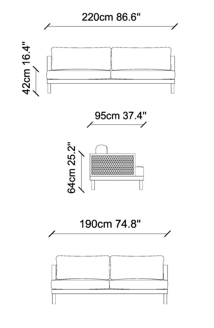 3-местный тканевый диван NDESIGN глина ARCH-00136032 - Вид №3