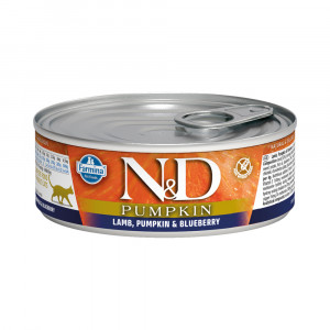 ПР0057884*12 Корм для кошек N&D Pumpkin с тыквой, ягненок и черника банка 80г (упаковка - 12 шт) Farmina
