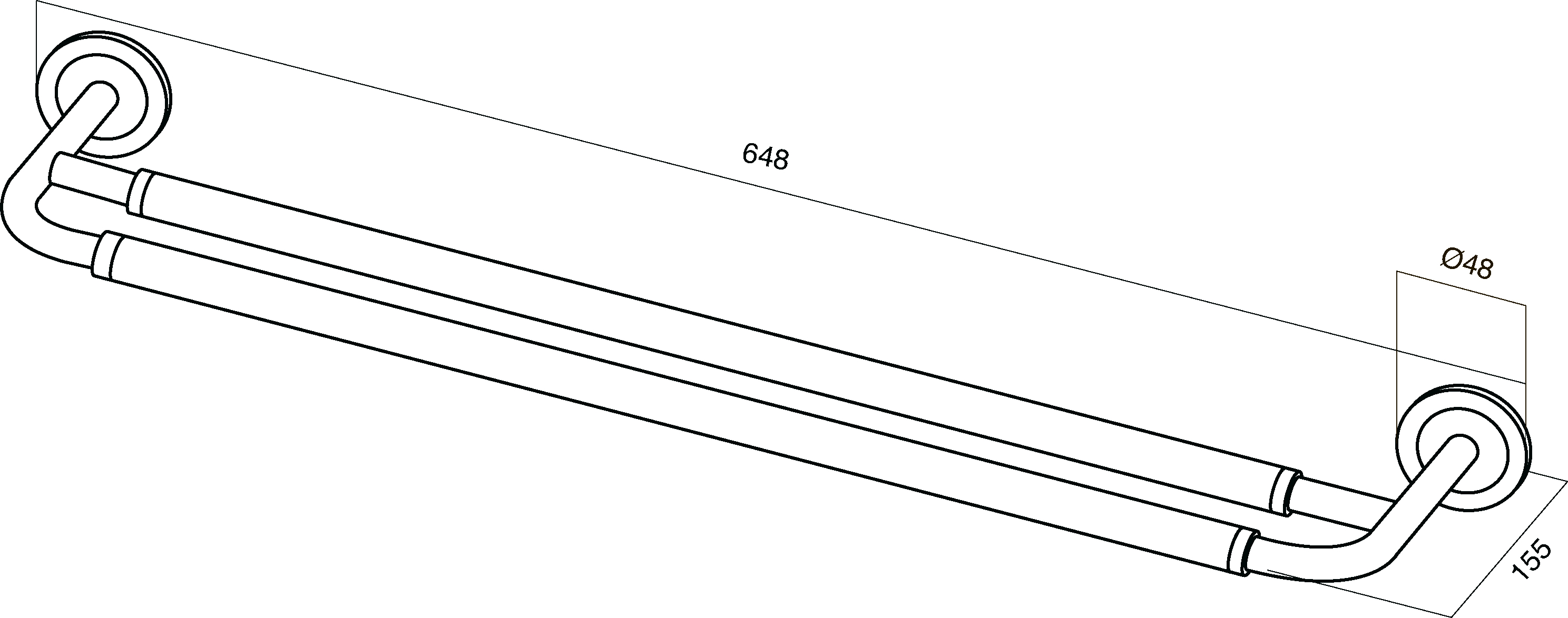 A40336400 Двойная вешалка для полотенец 65 см хром шт AM.PM Serenity - Вид №1