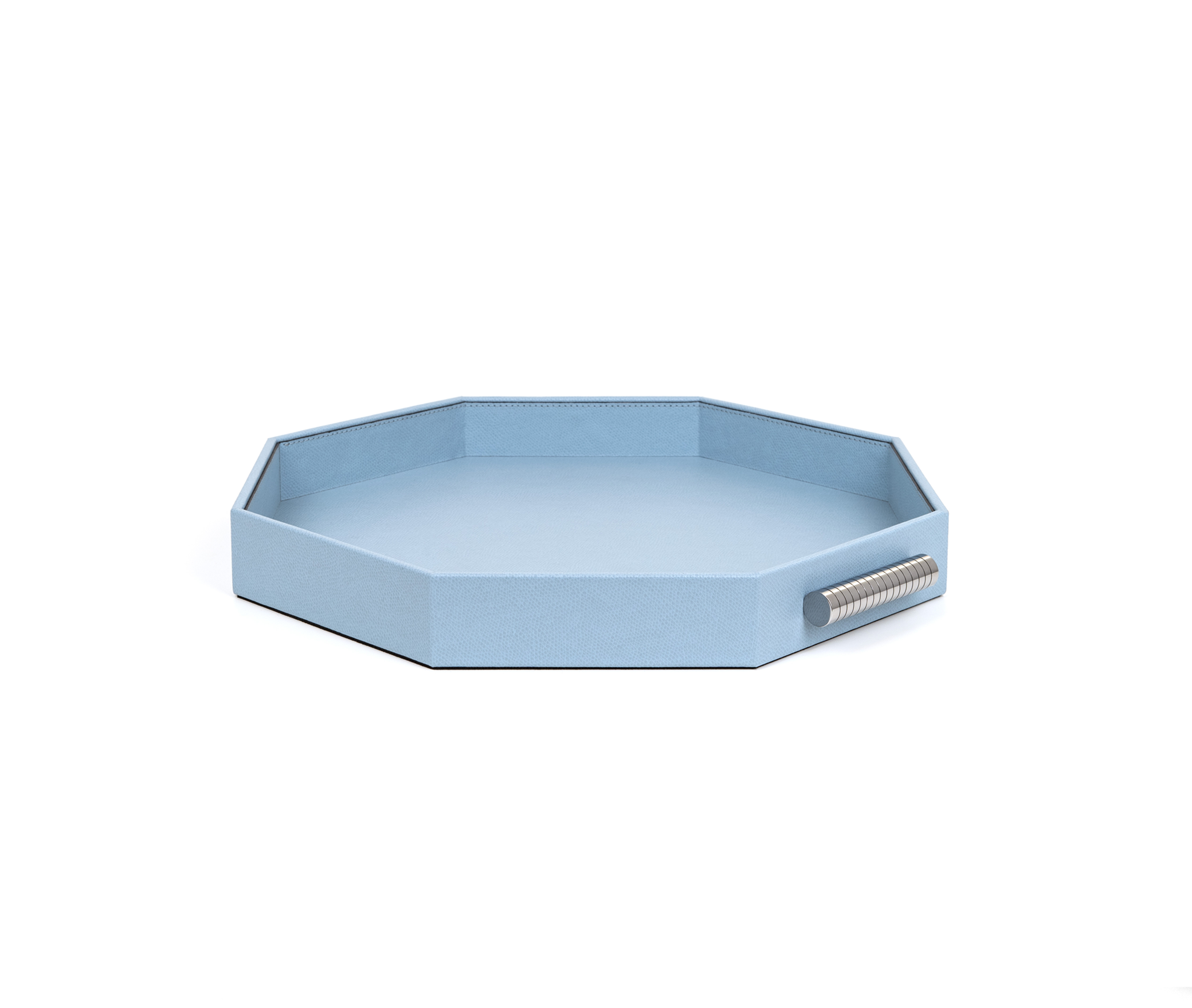 Восьмиугольный поднос Grace - 30X30 см/металл-хром/тканая кожа_кофе Pinetti 00.1936.061.015 - Вид №3