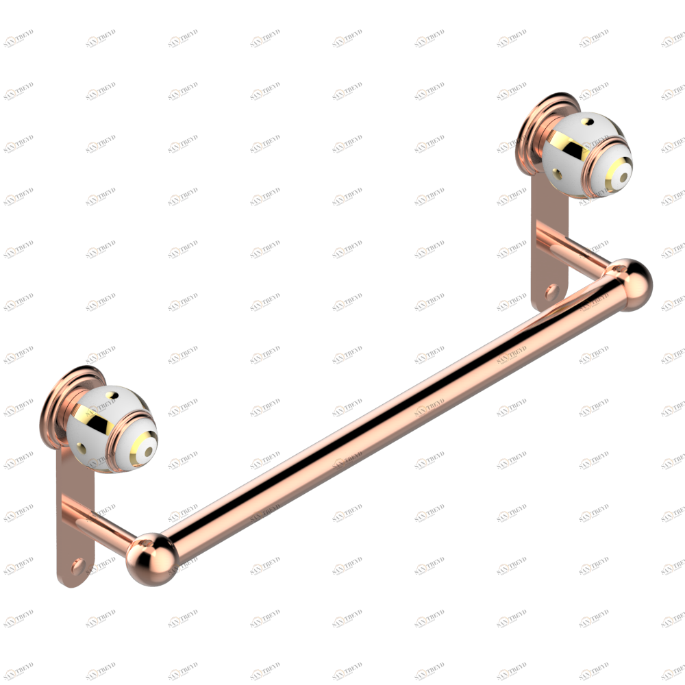 A7A-526/45 Держатель для полотенец в виде 1 перекладины Ø25 мм, длина 450 мм Thg-paris Ithaque с золотым декором Розовое золото A7A-526/45 CAT.F