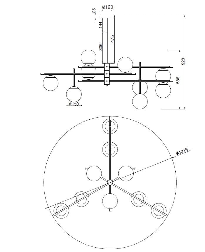 Подвесной светильник из металла и матового стекла Maytoni ностальгия ARCH-00039532 - Вид №5