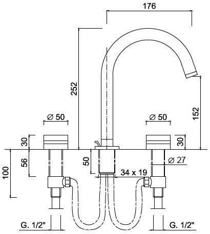 Rubinetteria Giulini Смеситель для раковины на 3 отверстия Myring Fmr0112a - Вид №5