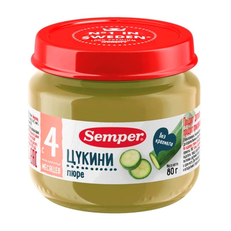 Пюре Цукини с 4 месяцев Semper 80 г Santreyd 15732