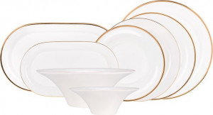 10636574 Императорский фарфоровый завод Сервиз столовый 6/24 "Золотая лента" "Юлиана" Фарфор костяной