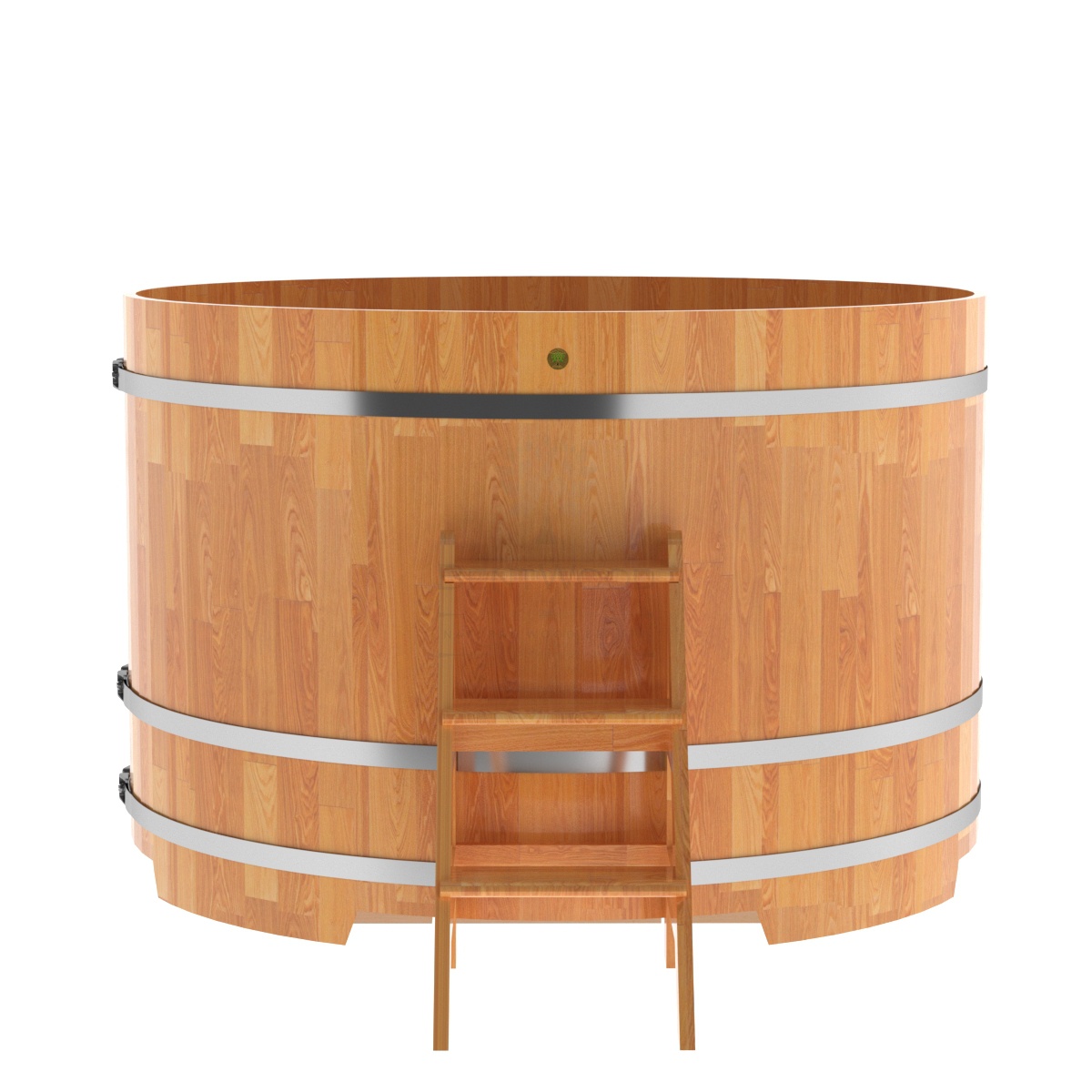 1559 Купель круглая из сращенных ламелей лиственницы d=1,80х1,2 натуральная Alyarus  - Вид №3