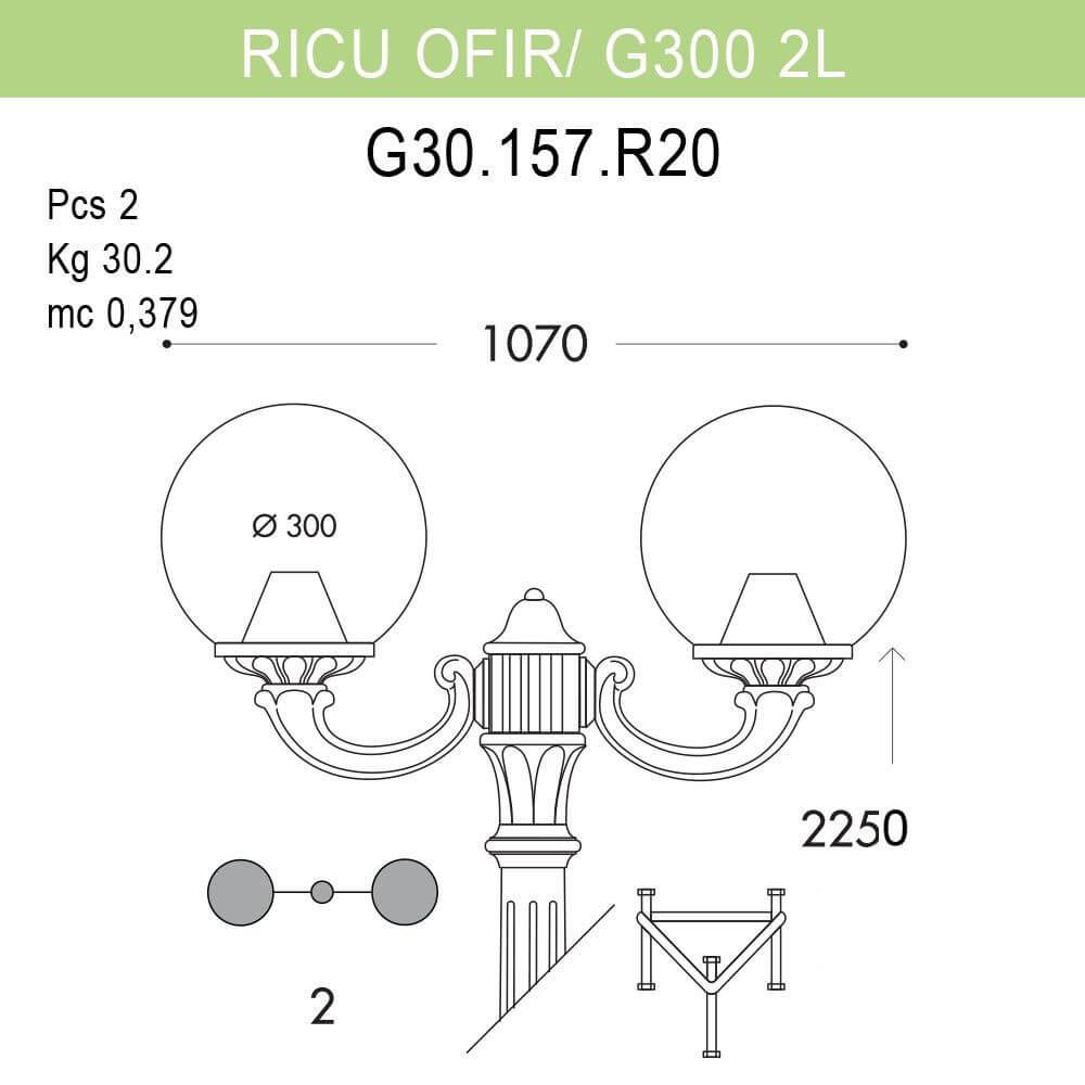 Уличный фонарь Fumagalli Ricu Ofir/G300 G30.157.R20.AZE27 FUMAGALLI ФОНАРЬ 268891 Черный  - Вид №1