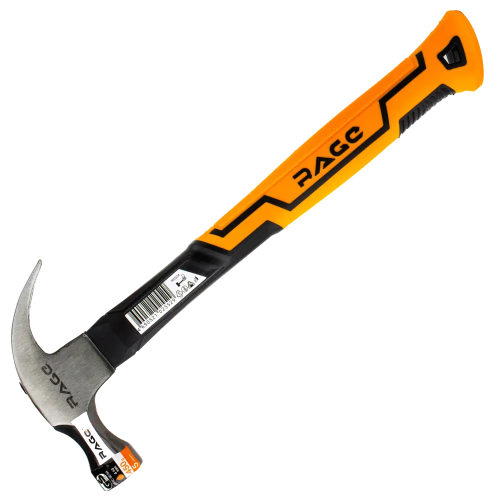 Молоток-гвоздодер RAGE с фиберглассовой ручкой 450 г 89409494 STLM-1572938