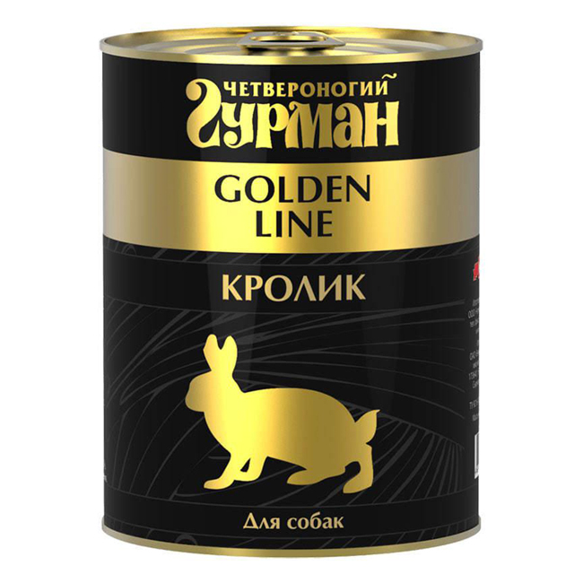 ПР0030492 Корм для собак Кролик натуральный в желе (золотая серия) конс. 340г ЧЕТВЕРОНОГИЙ ГУРМАН 
