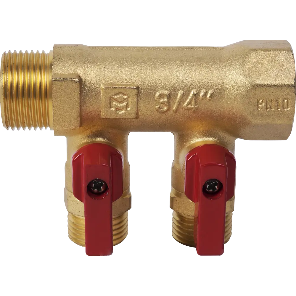 Коллектор с кранами 2 выхода 1x1/2" НР латунь Santreyd STLM-2014642 - Вид №1