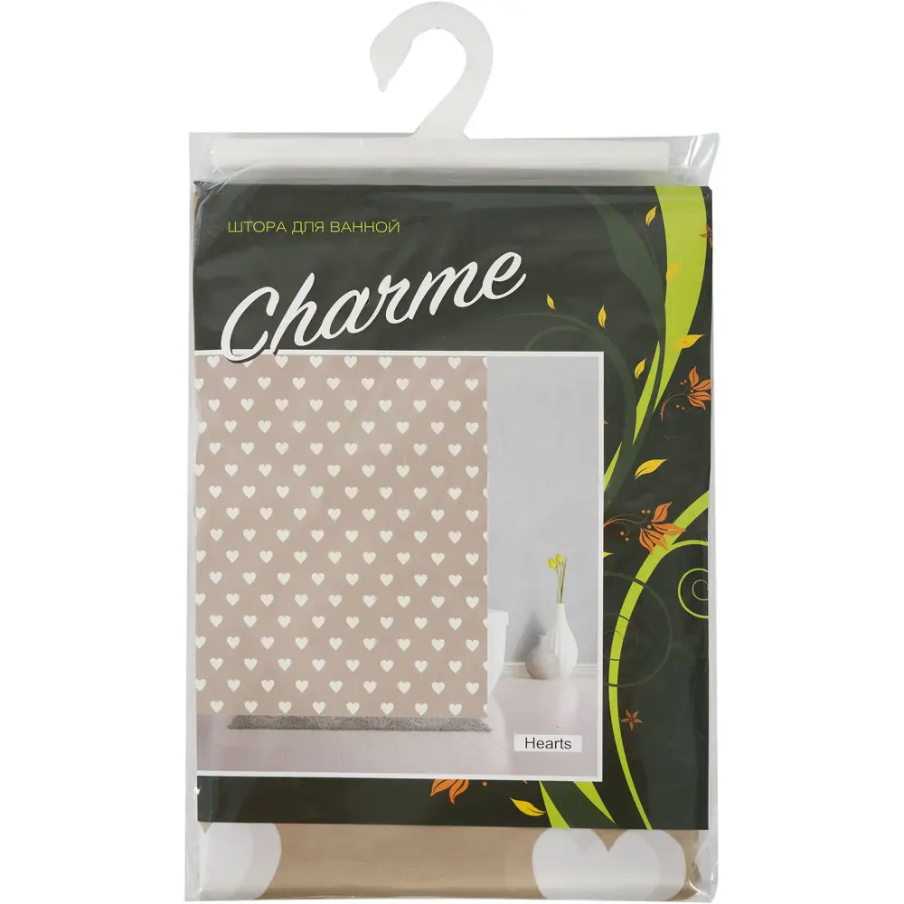Штора для ванной комнаты «Hearts» 180х200 см цвет бежевый BATH PLUS ШТОРЫ CHARME GREEN STLM-2133961 - Вид №1