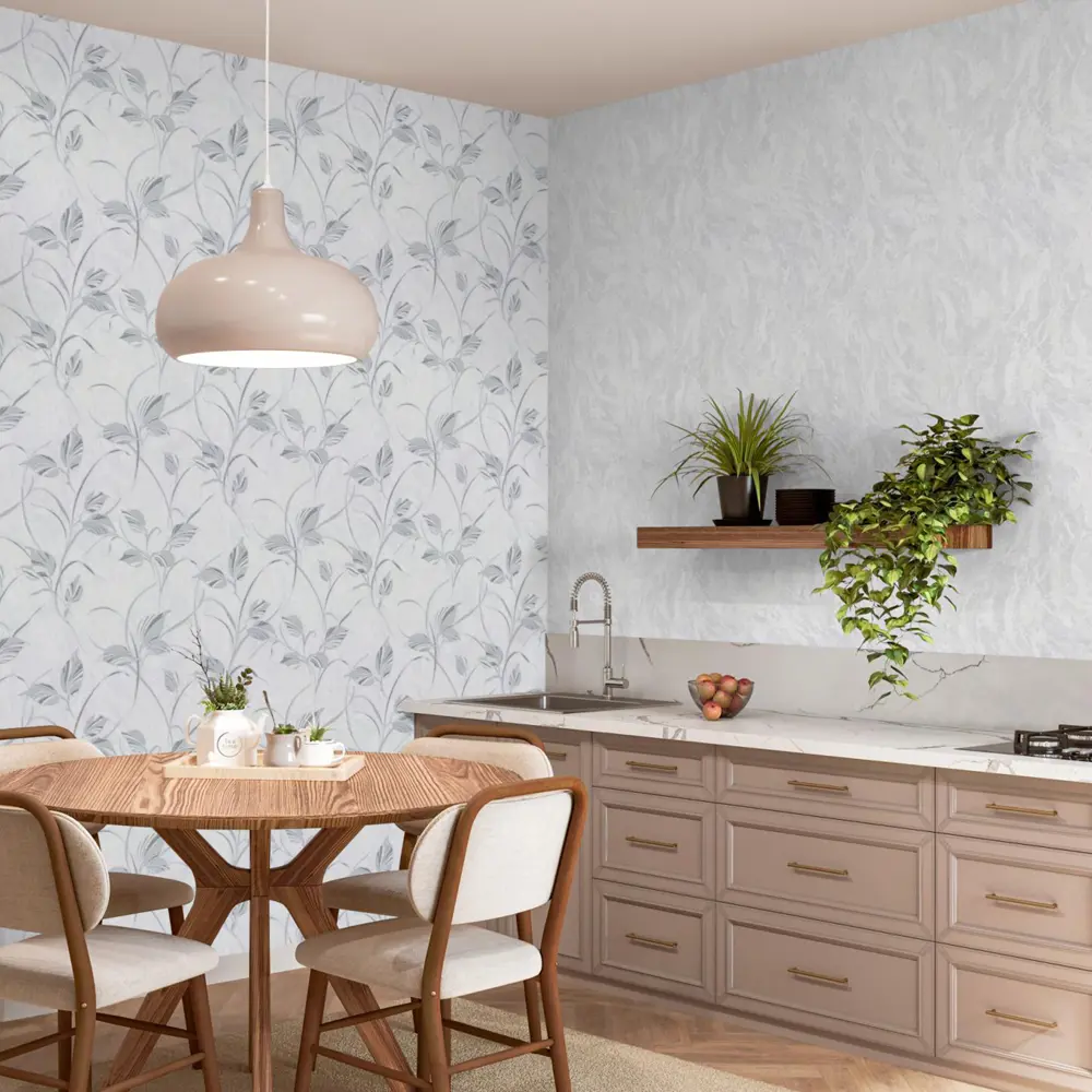 Обои флизелиновые PALITRA HOME Pro-Fleur с растительным орнаментом серые 89391371 STLM-1570510 - Вид №5