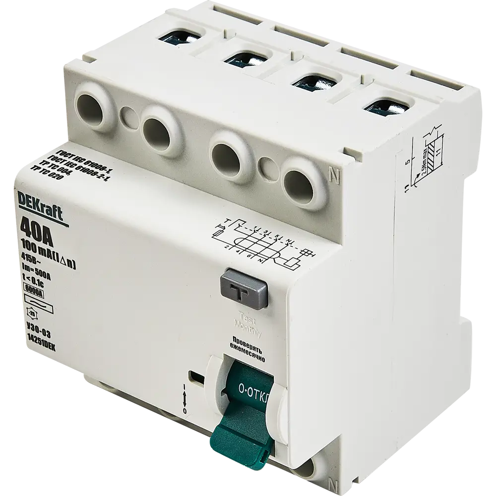 УЗО DEKraft ВДТ-03 4P 40А с защитой от токов утечки 88461153 STLM-1115368