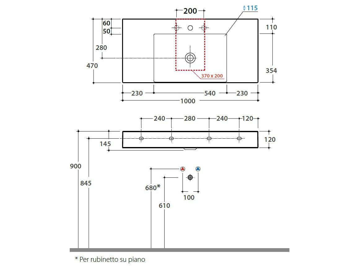 Керамическая прямоугольная раковина Ceramica Globo плиты ARCH-00065601 - Вид №2
